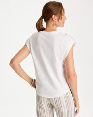 Alabaster Cotton Slub Epaulette Tee