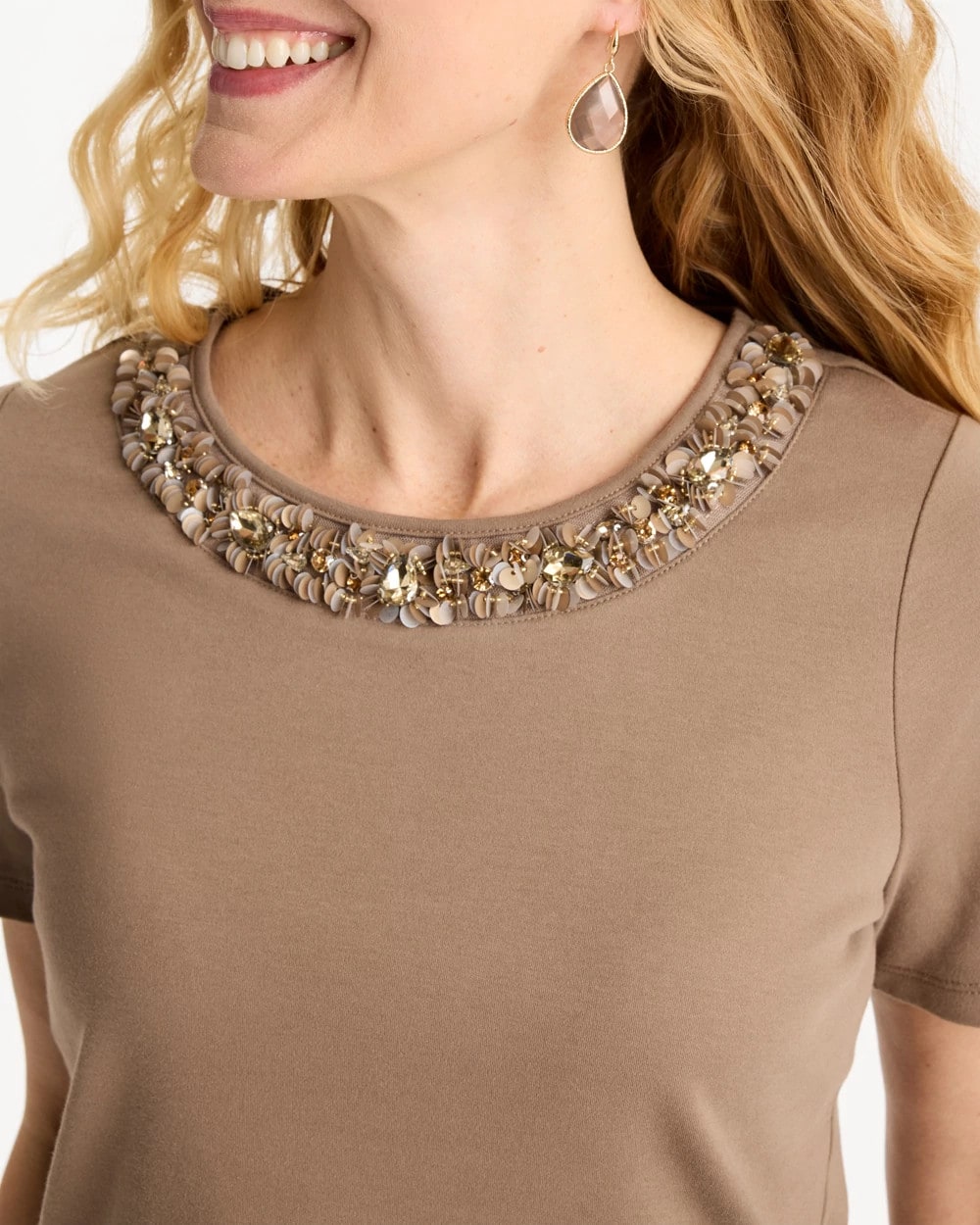 Topaz Smoke Cotton Sequin Tee