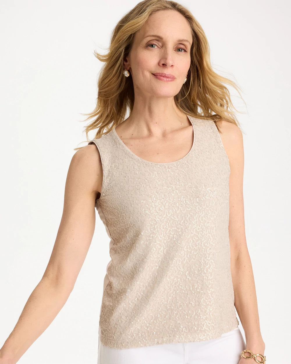 Smokey Taupe Knit Sequin Tank