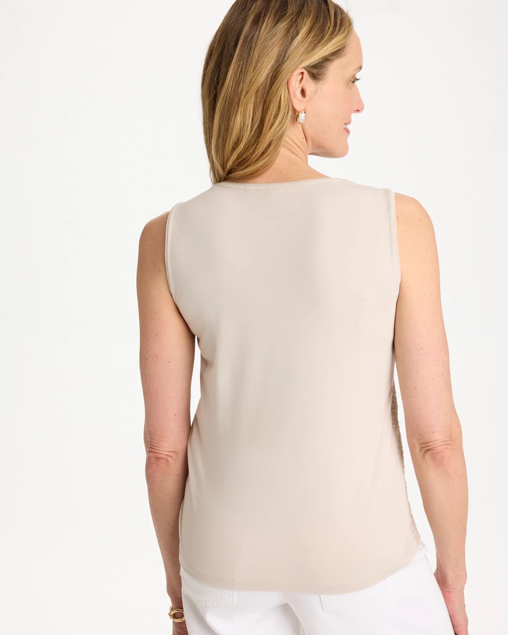 Smokey Taupe Knit Sequin Tank