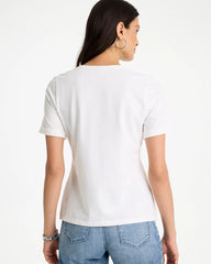 Alabaster Cotton Stretch Palm Sequin Tee