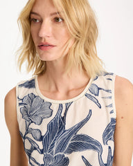 Ecru Caviar Trim Floral Tank