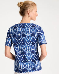Passport Blue Tie Dye Chevron Pima Elbow Sleeve Tee