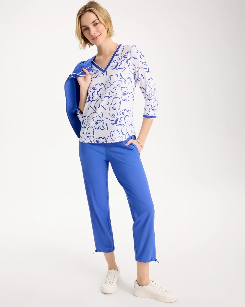 Amparo Blue Zenergy® Slub Knit Mesh Trim Tee