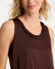 Deep Brown Jersey Satin Tank Top