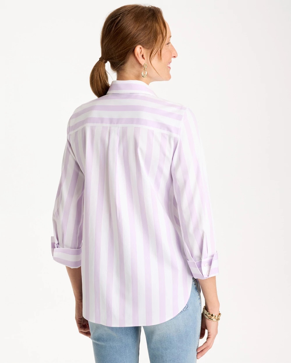 Orchid Mist No Iron™ Stretch Striped Shirt