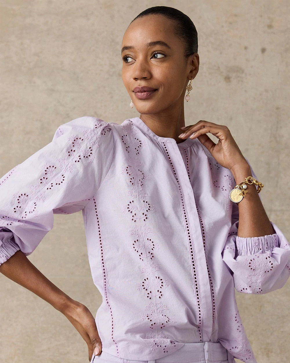Orchid Mist Embroidered Top