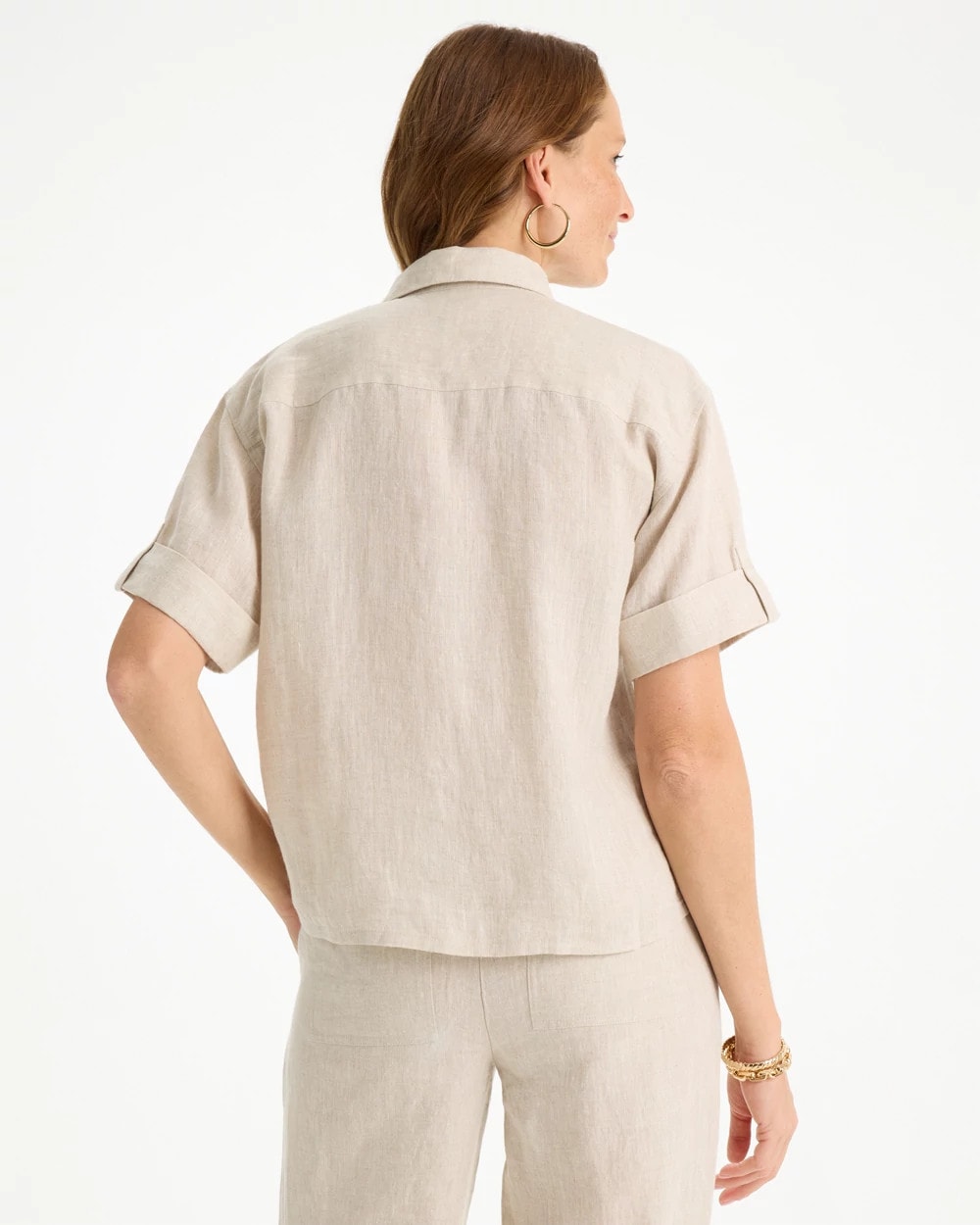 Oatmeal Linen Camp Collared Shirt
