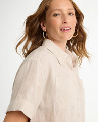 Oatmeal Linen Camp Collared Shirt