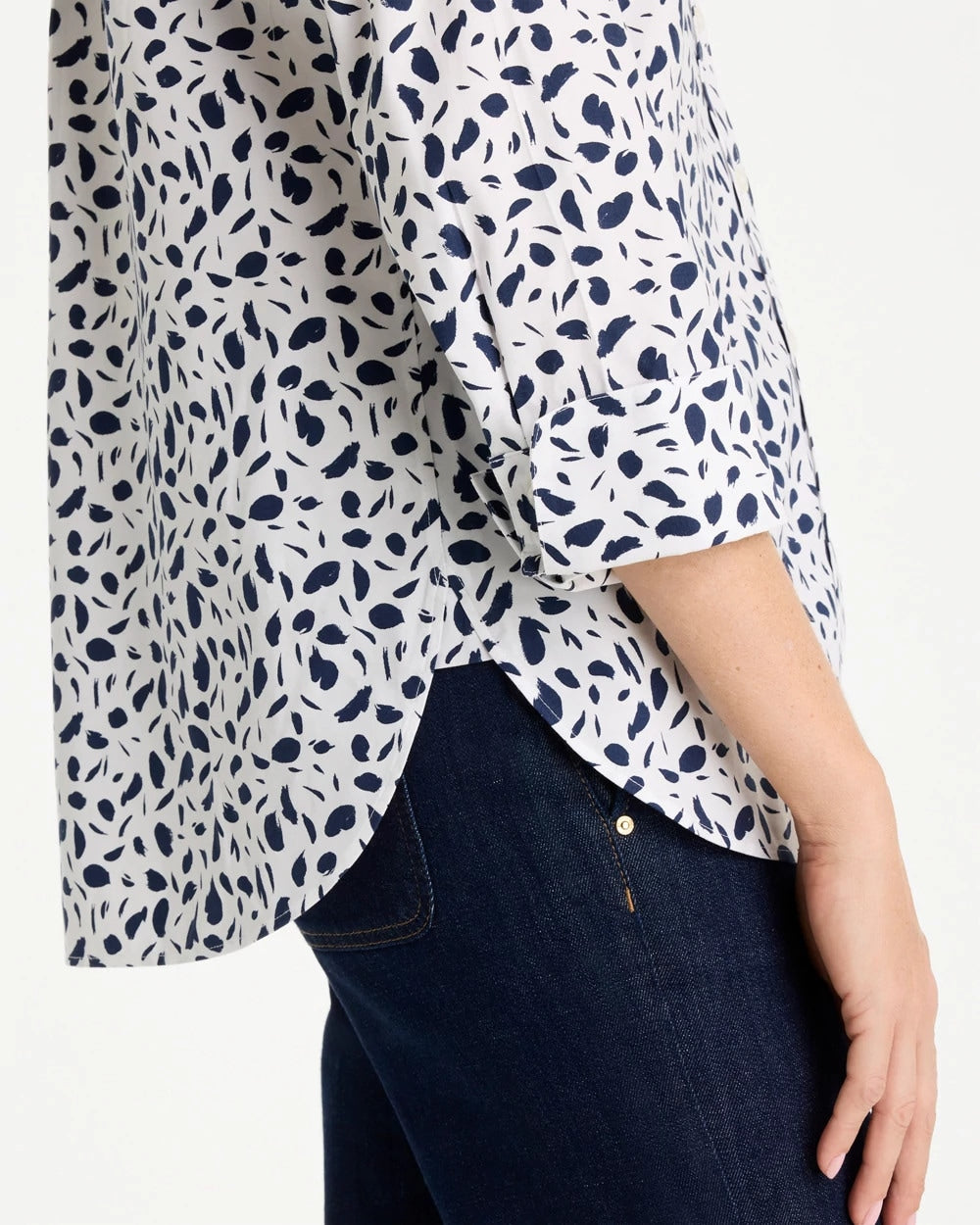 Optic White No Iron™ Stretch Printed Shirt