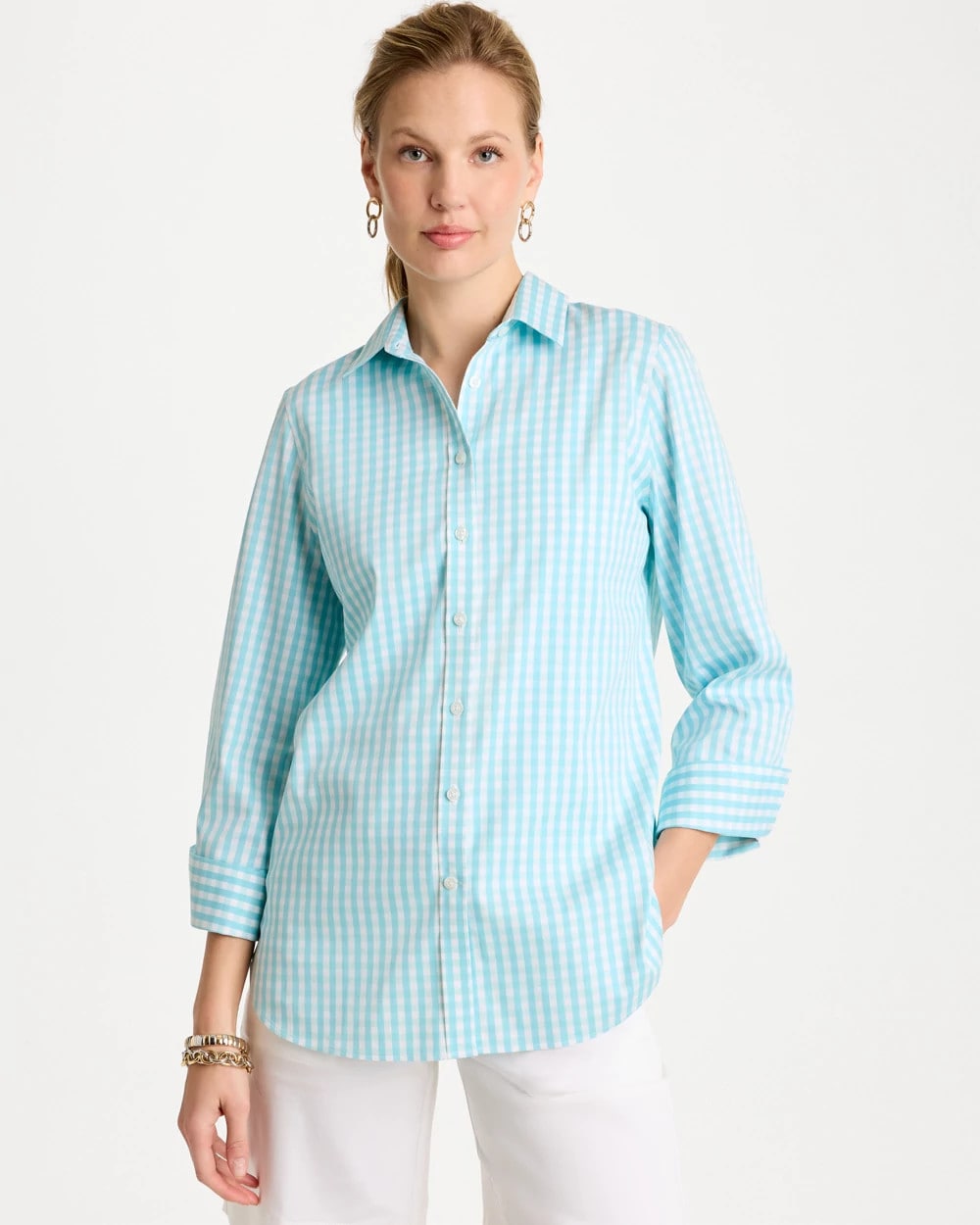Bondi Blue No Iron™ Stretch Gingham Shirt