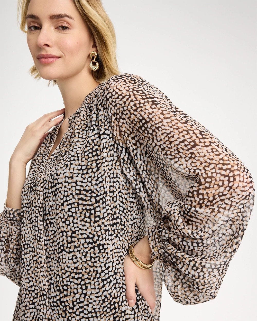 Black Georgette Printed Squares Blouse