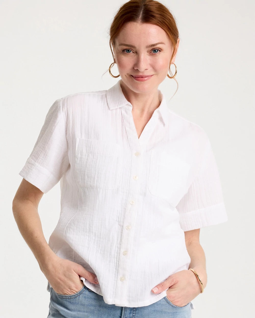 Alabaster Cotton Gauze Camp Shirt