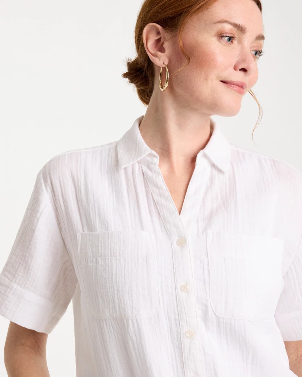 Alabaster Cotton Gauze Camp Shirt