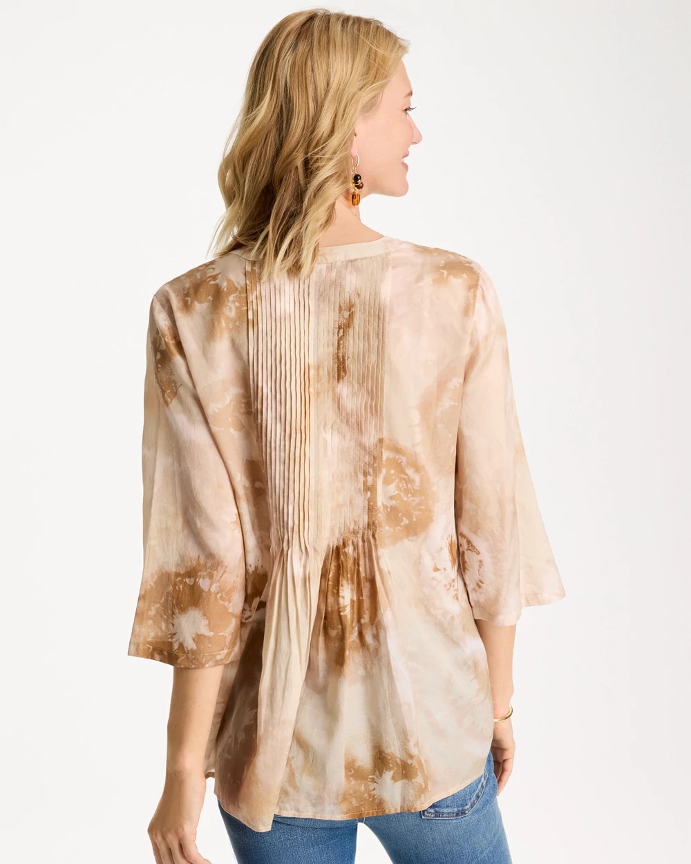 Sandstone Cotton-Blend Pintuck Tunic