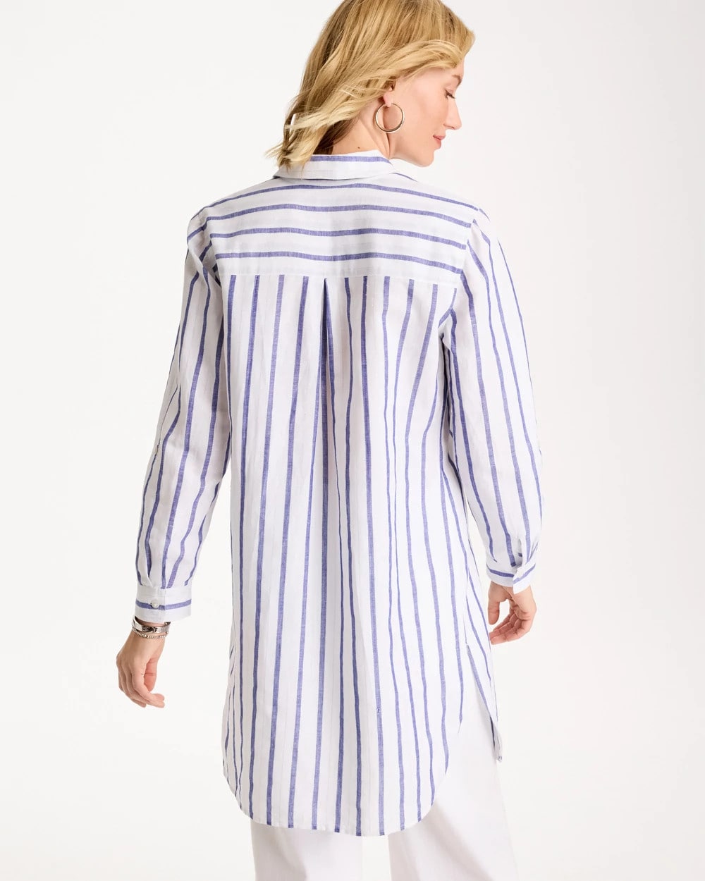 Alabaster Linen Metallic Striped Duster Shirt