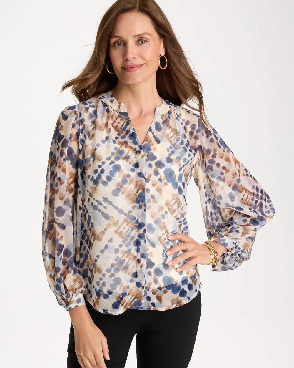 Passport Blue Georgette Printed Blouse