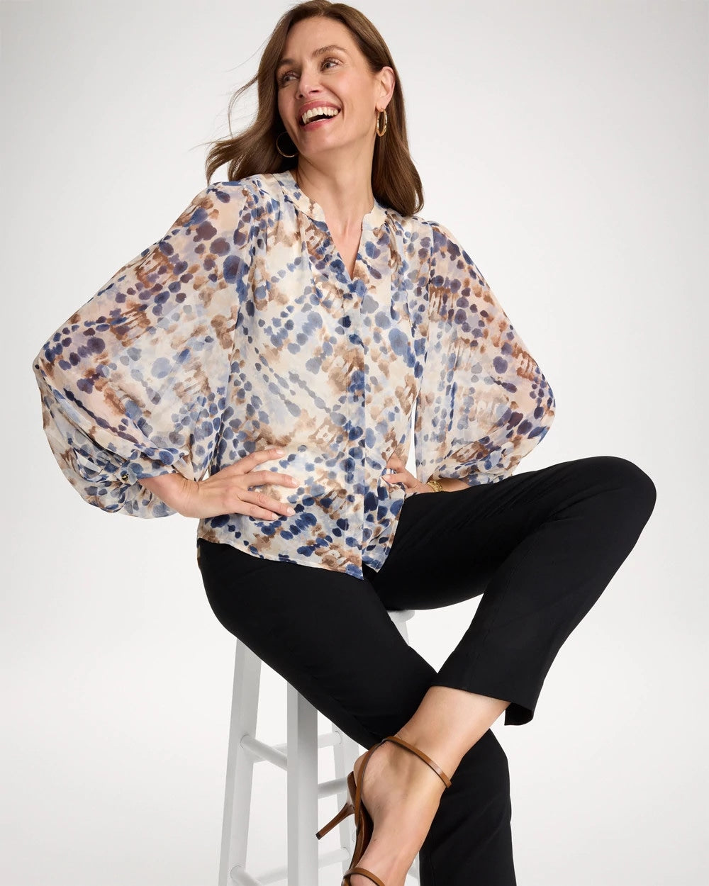 Passport Blue Georgette Printed Blouse