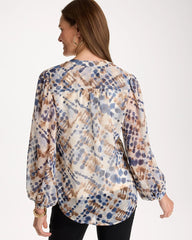 Passport Blue Georgette Printed Blouse