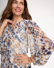 Passport Blue Georgette Printed Blouse