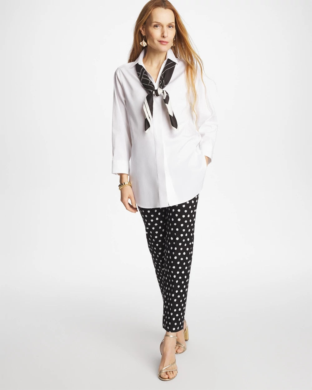 Optic White No Iron™ Stretch Splitneck Tunic