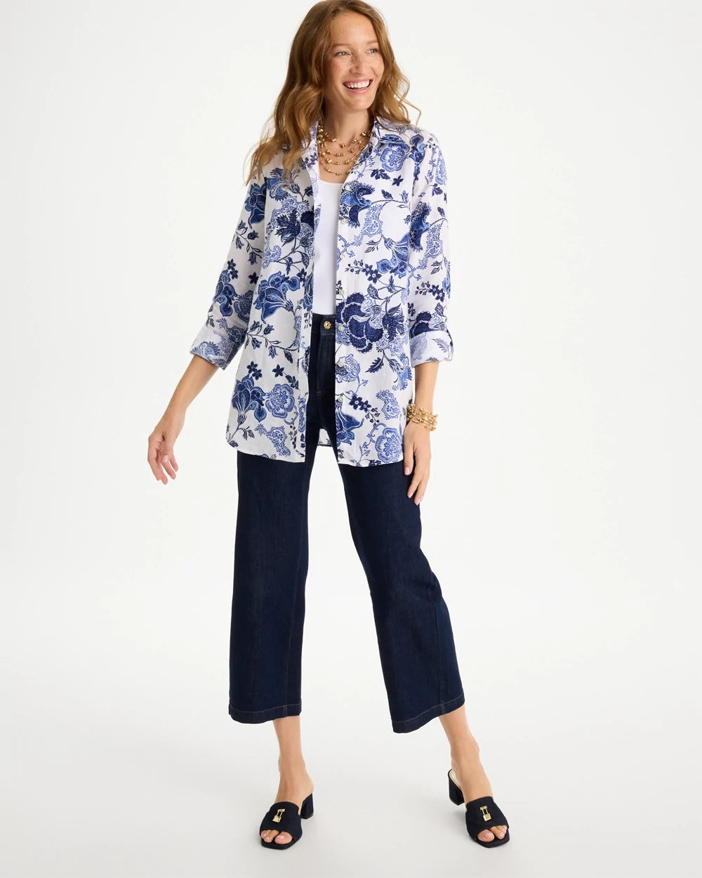 Amparo Blue No Iron™ Linen Bloom Shirt