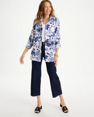 Amparo Blue No Iron™ Linen Bloom Shirt