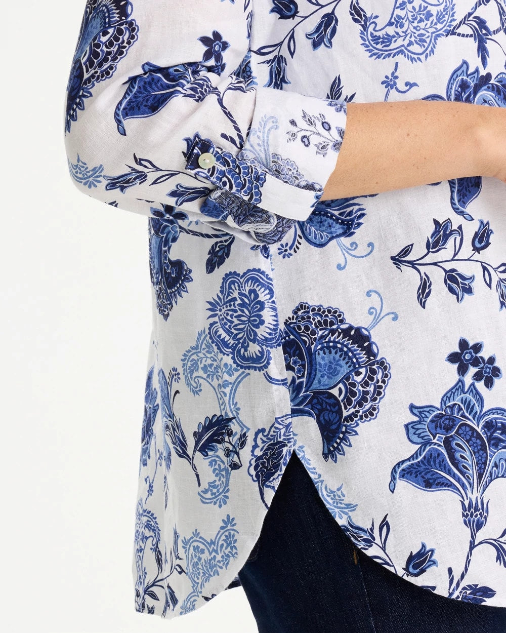 Amparo Blue No Iron™ Linen Bloom Shirt