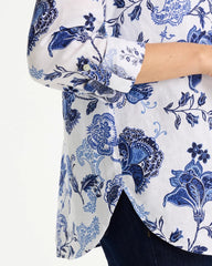 Amparo Blue No Iron™ Linen Bloom Shirt