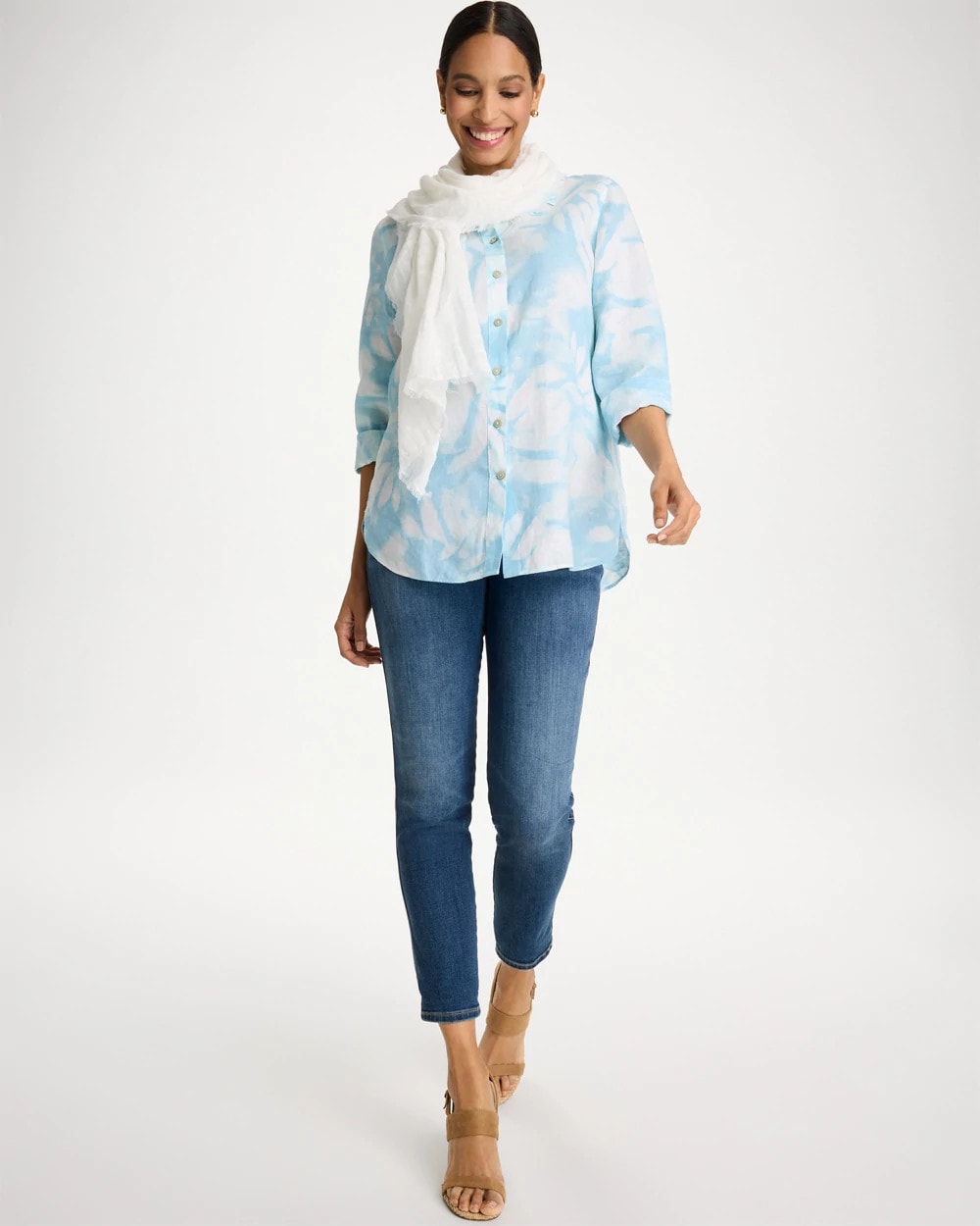 Blue Haven Tie-Dye No Iron Linen Shirt