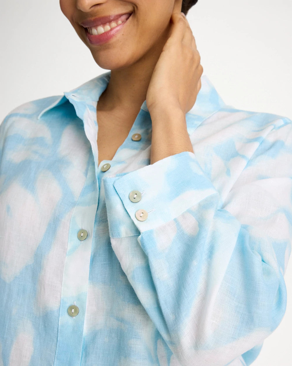 Blue Haven Tie-Dye No Iron Linen Shirt