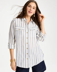 Indigo Linen-Cotton Utility Tunic