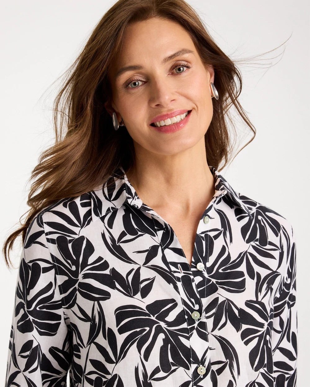 Black No Iron™ Linen Palm Shirt