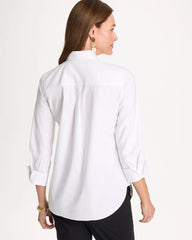 Optic White Placed Print No Iron Stretch Shirt
