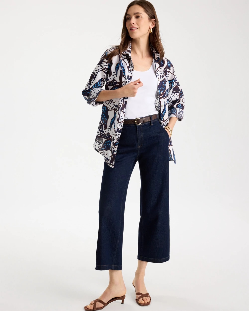 Passport Blue Printed No Iron Linen Shirt