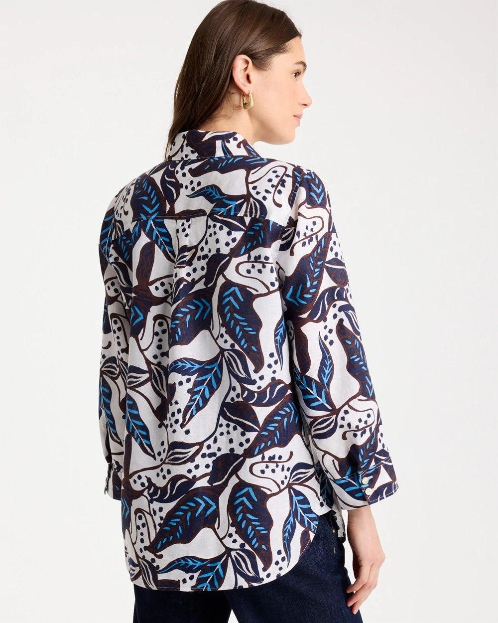 Passport Blue Printed No Iron Linen Shirt