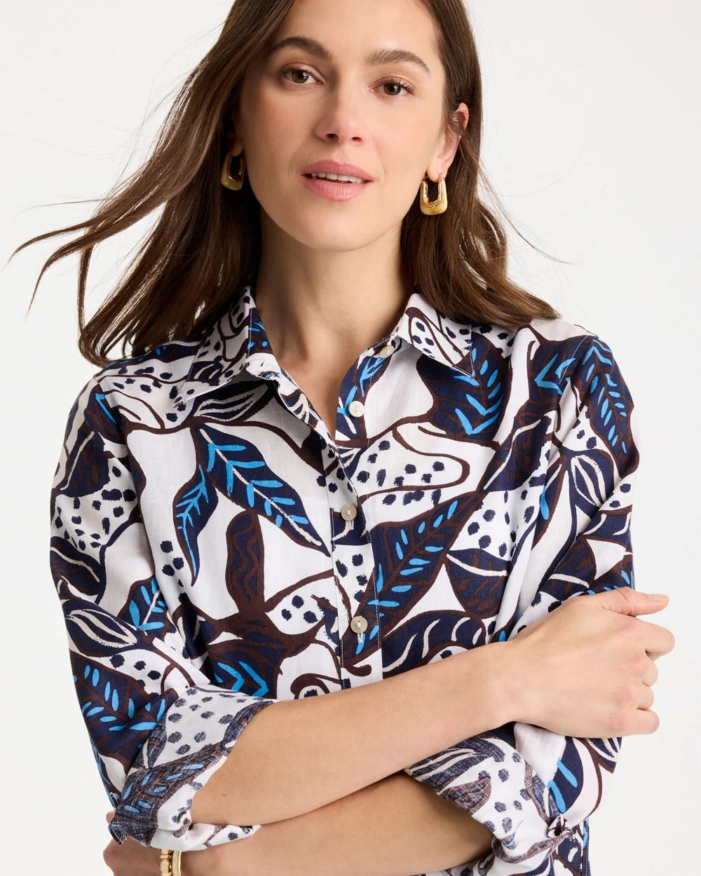 Passport Blue Printed No Iron Linen Shirt