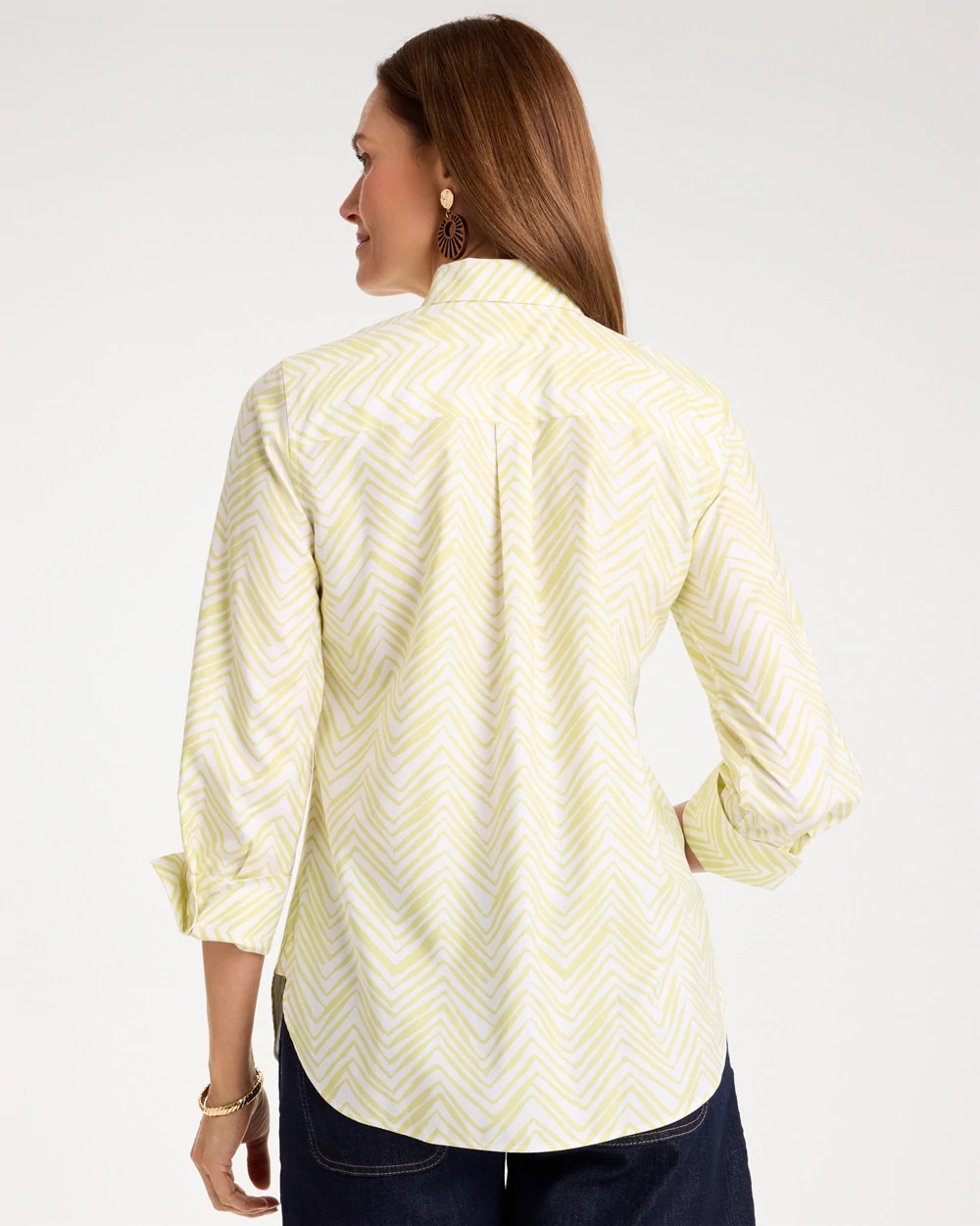 Soft Lime Chevron No Iron Stretch Shirt