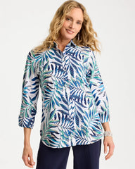 Passport Blue Palm No Iron Stretch Shirt