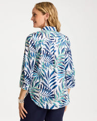 Passport Blue Palm No Iron Stretch Shirt