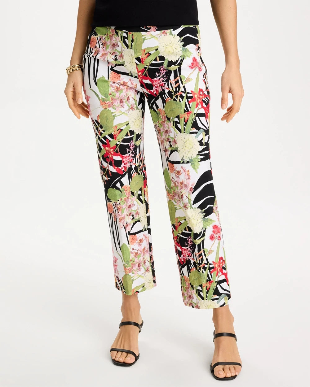 Black Tropical Nights Brigitte™ Straight Crop Pant