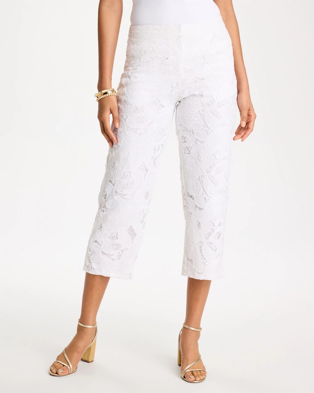 Alabaster Lace Cropped Pants