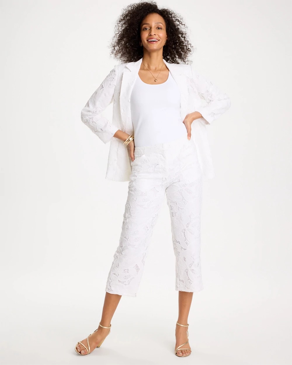 Alabaster Lace Cropped Pants