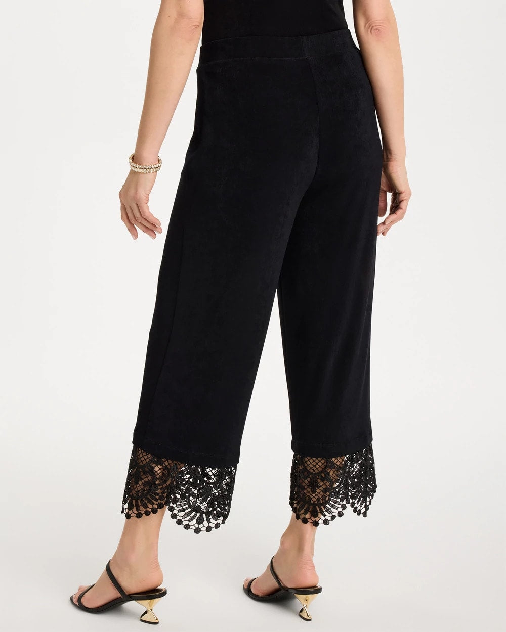 Travelers Black Travelers™ Lace Trim Cropped Pants