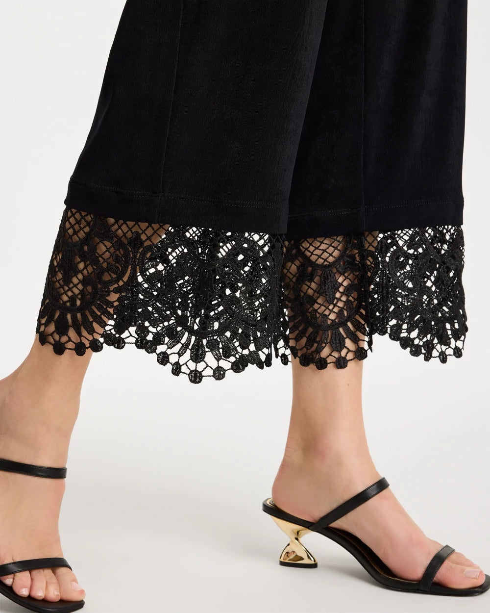 Travelers Black Travelers™ Lace Trim Cropped Pants