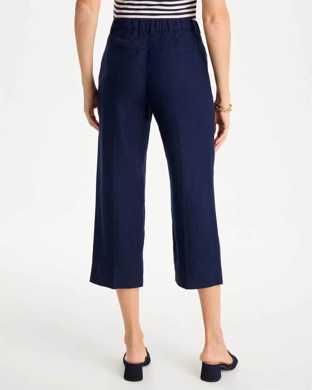 Passport Blue Linen Fly Front Pants