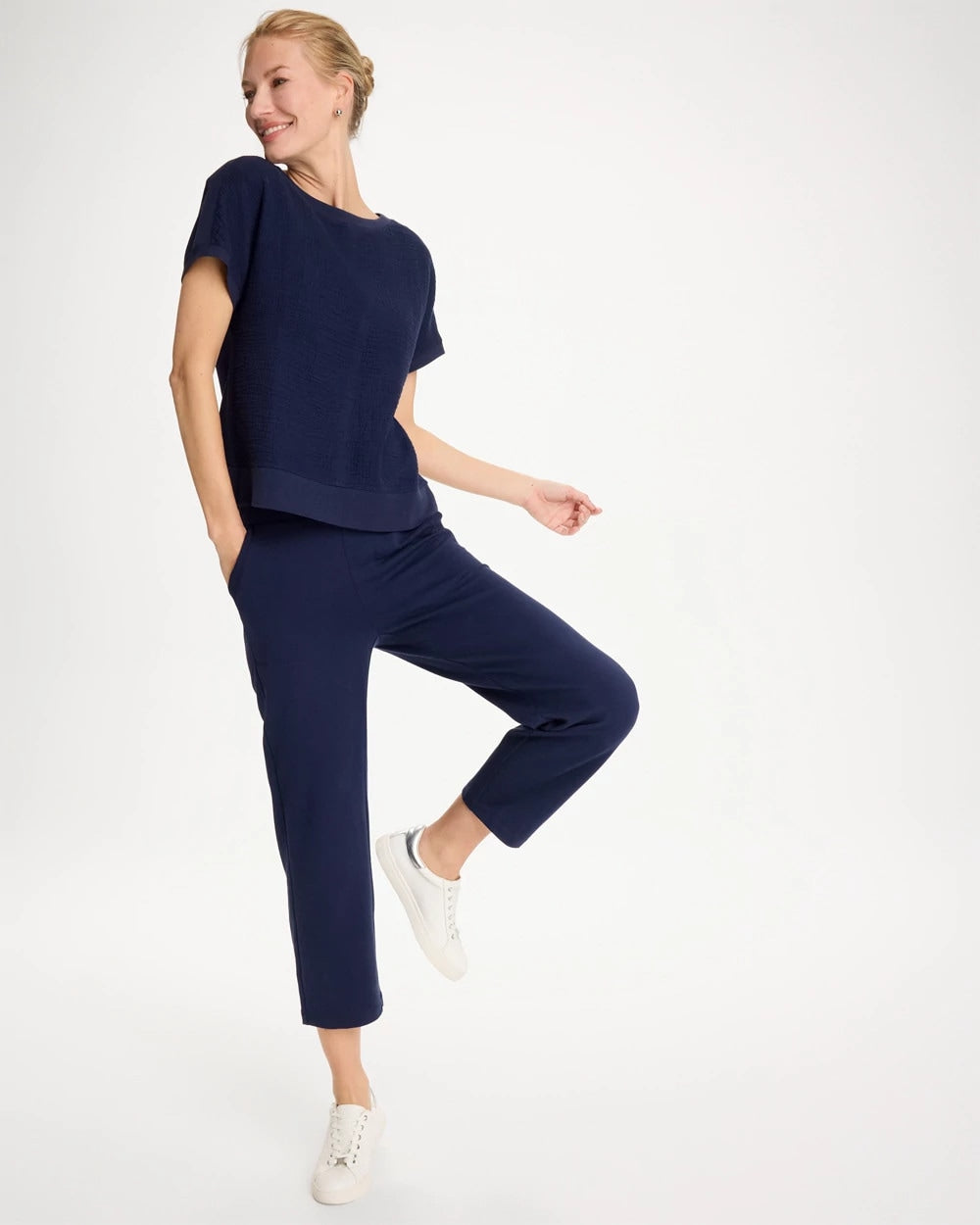 Passport Blue Zenergy® French Terry Cropped Pants