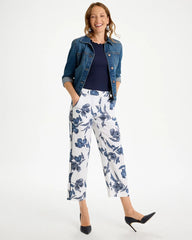Passport Blue Piped Linen Fly Front Pants