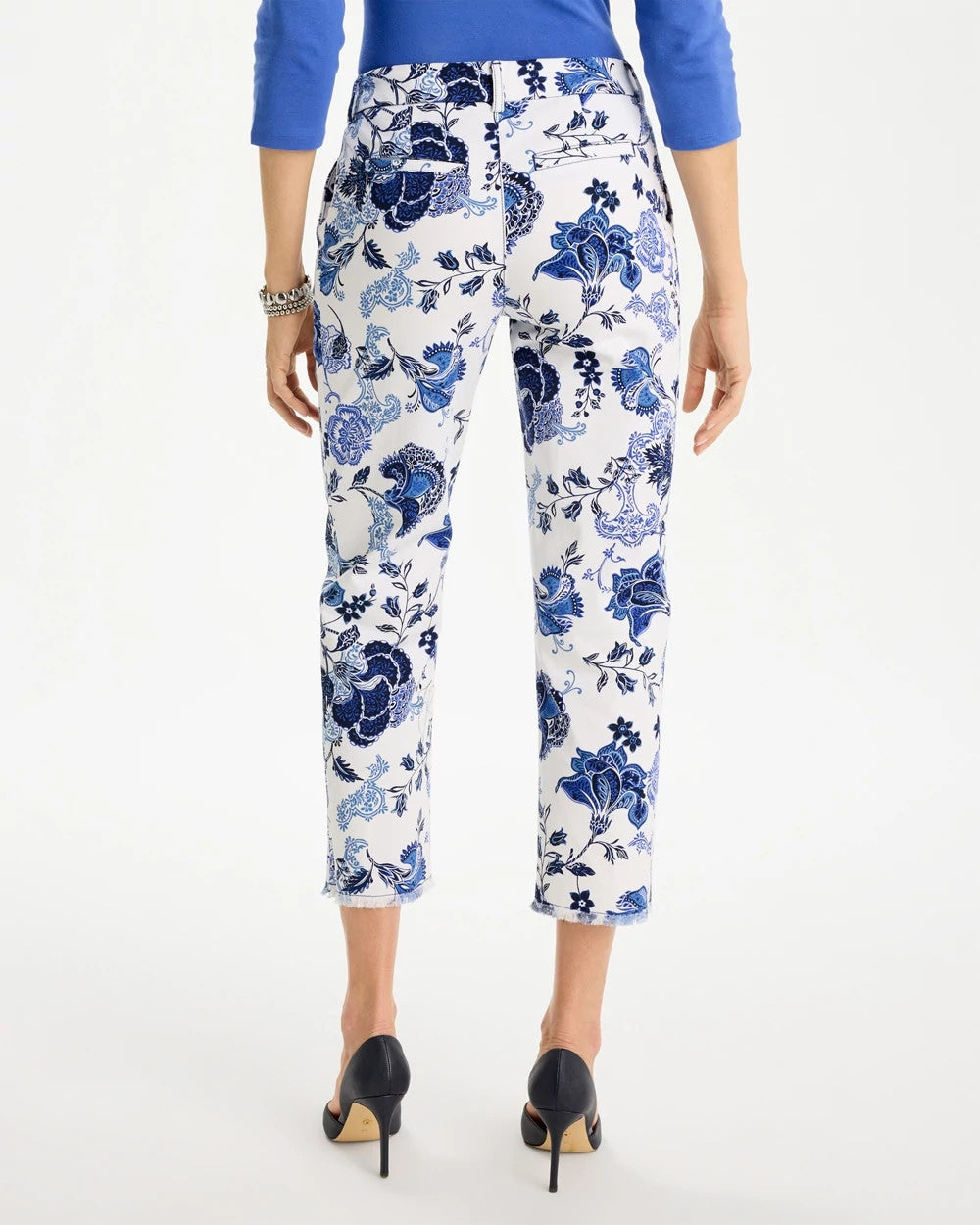 Alabaster Printed Relaxed Boyfriend Chino Fray Crop Pants