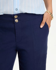 Passport Blue Relaxed Linen Crop Pant